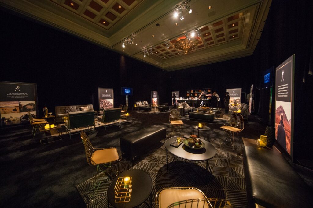 Lounge and bar layout at the Diageo F18 kickoff