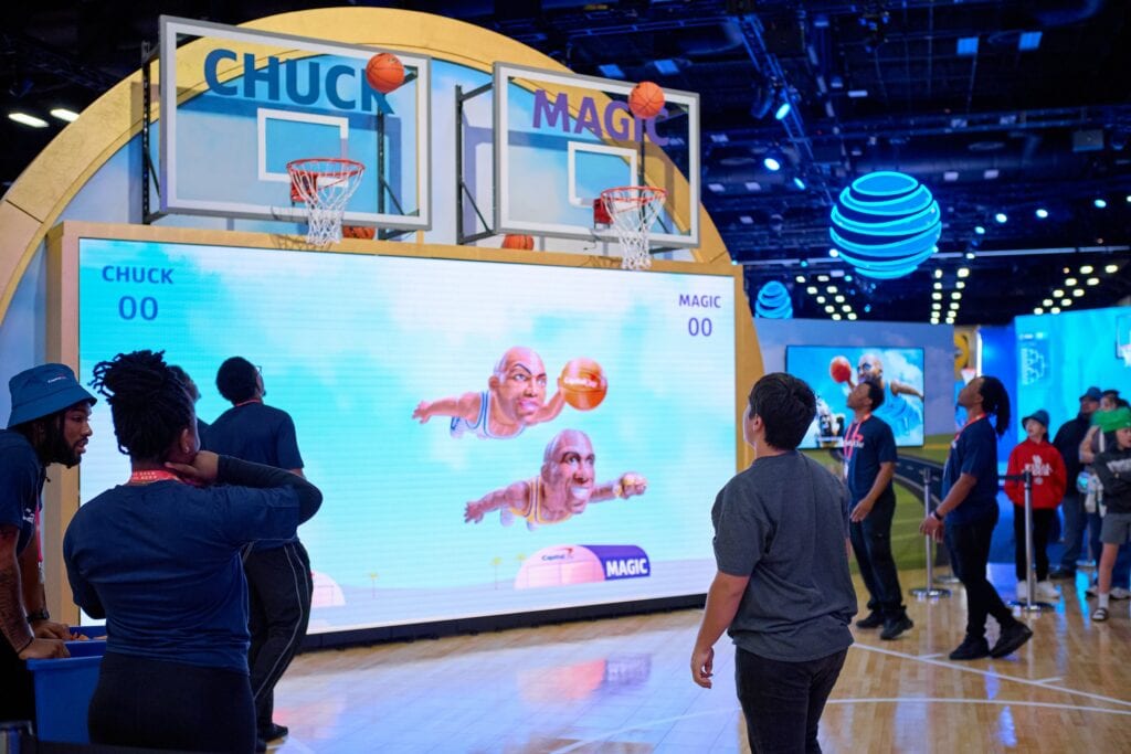 Fans playing the Capital One basketball game