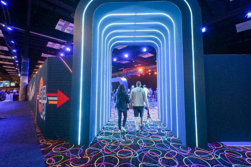 Neon tunnel entrance at Capital One Fan Jam, Indianapolis