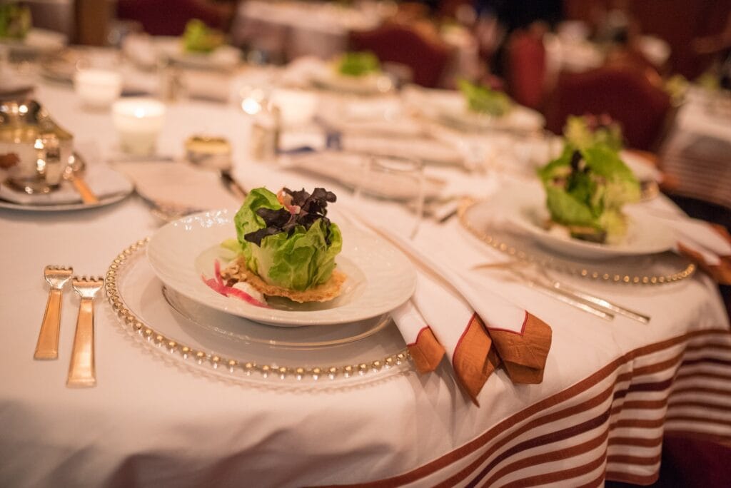 Plated salad course at the Diageo Golden Bar Awards dinner
