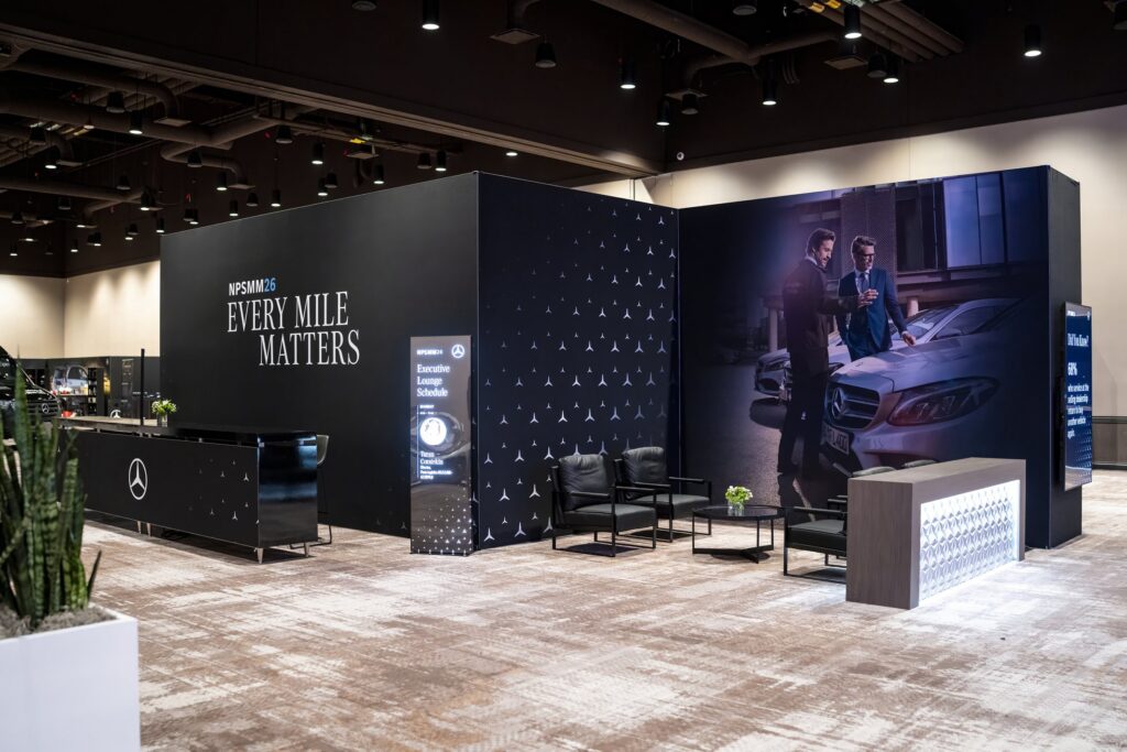 Mercedes-Benz NPSMM at Virgin Hotels Las Vegas — Every Mile Matters lounge and backwall