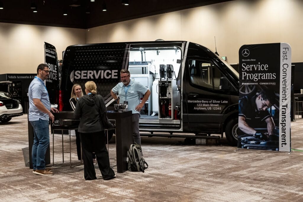 Mercedes-Benz NPSMM at Virgin Hotels Las Vegas — Service Programs booth with service van