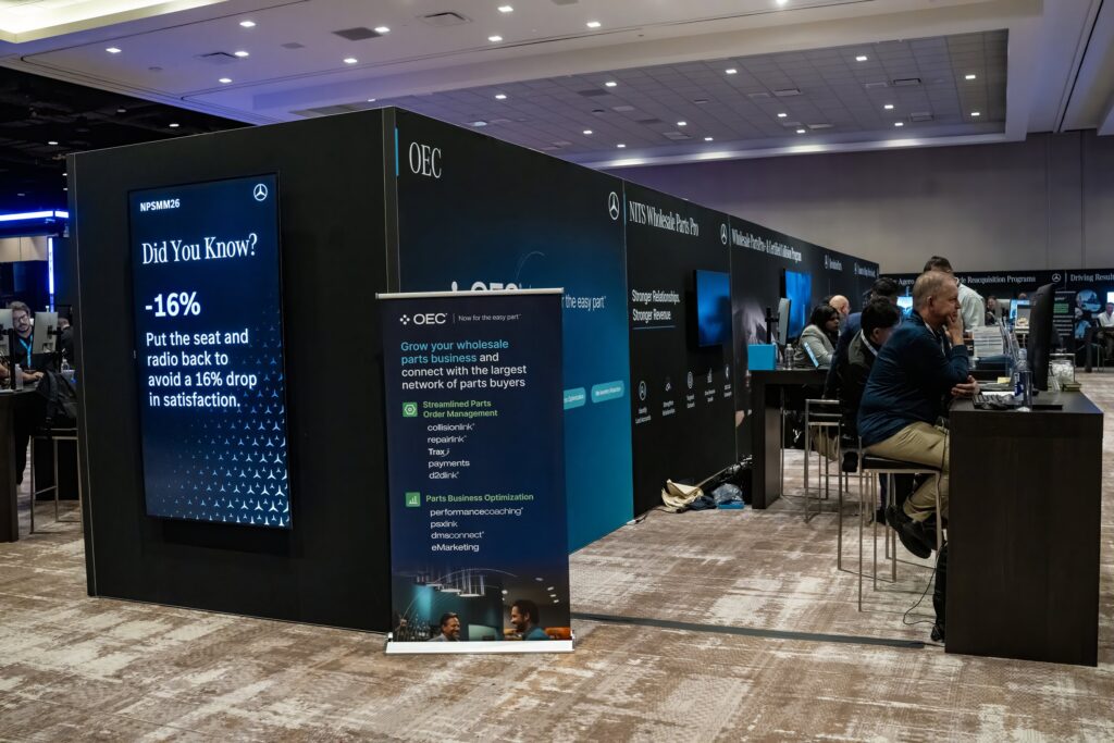 Mercedes-Benz NPSMM at Virgin Hotels Las Vegas — Did You Know data graphics in the expo